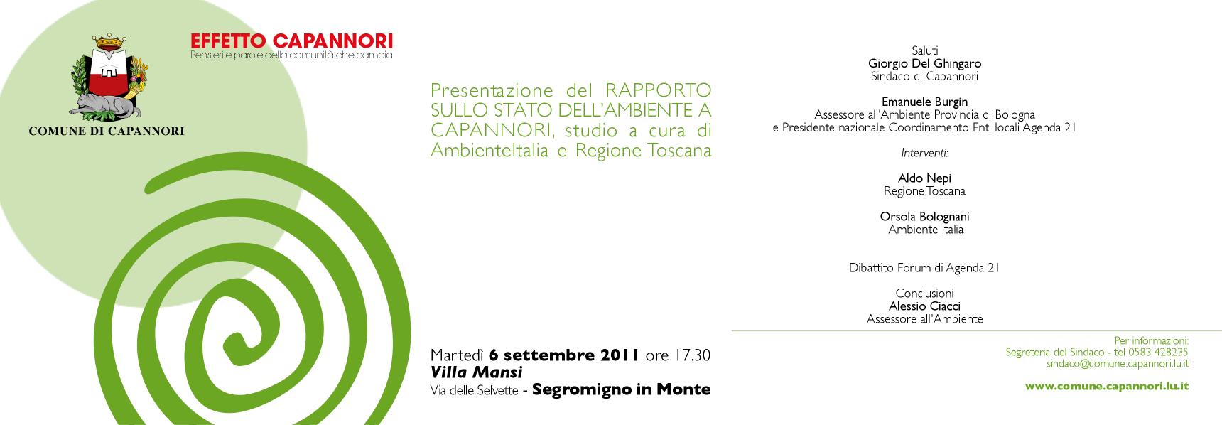 Presentazione Rapporto sullo Stato dell'Ambiente, per costruire l'ambiente che vogliamo