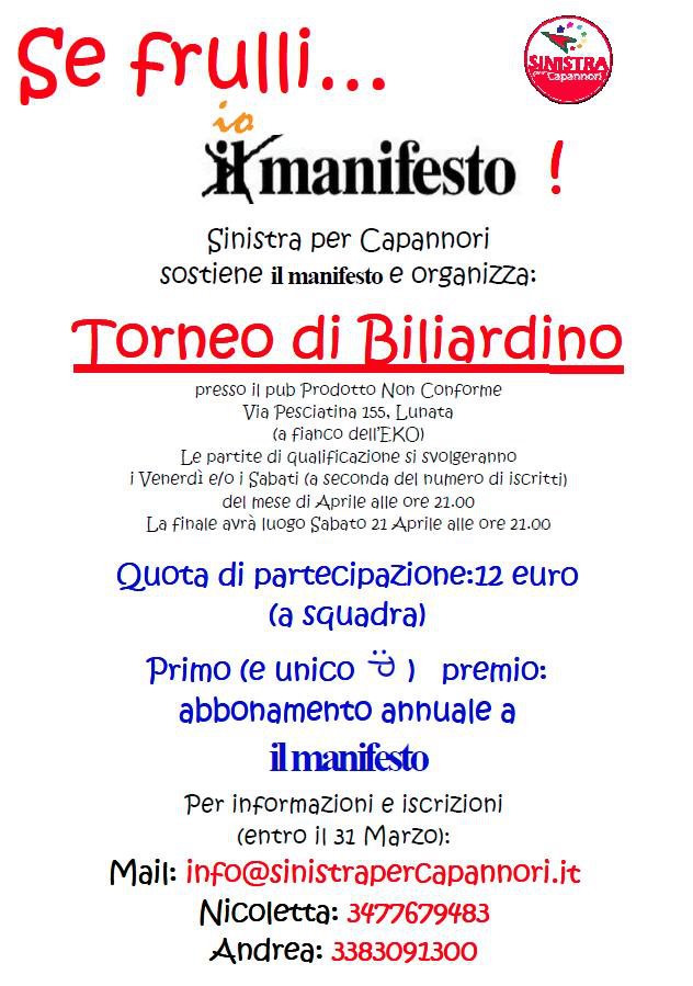 Un torneo di Biliardino a Capannori a sostegno del Manifesto