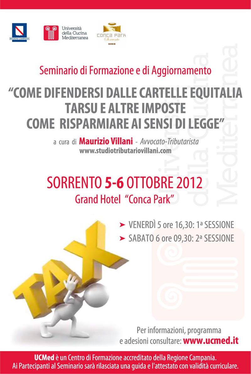 Difendersi da Equitalia, a Sorrento un seminario con l’avv. Maurizio Villani