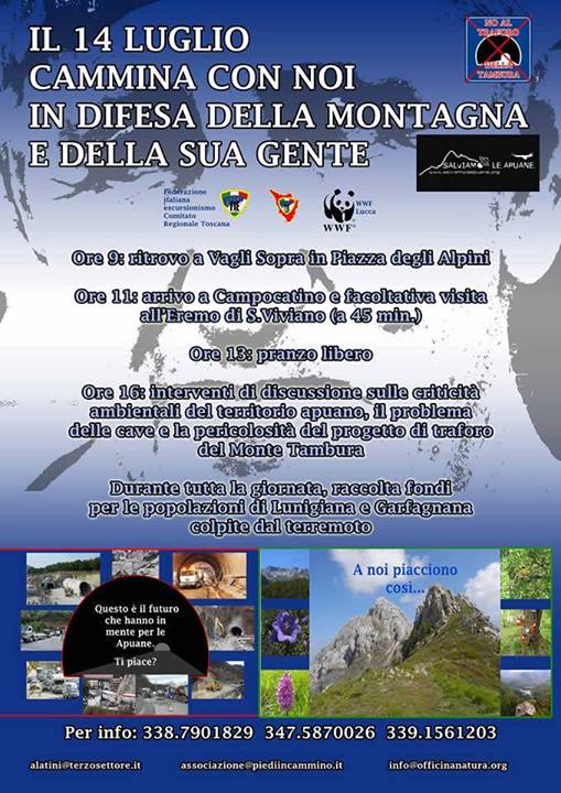Il 14 Luglio Camminata in difesa delle Apuane