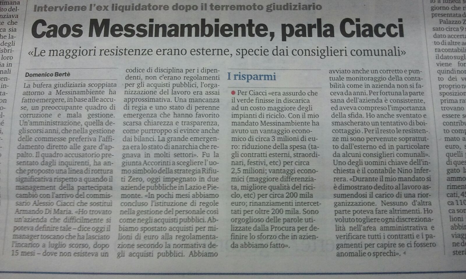 Intervista ad Alessio Ciacci su Messinambiente